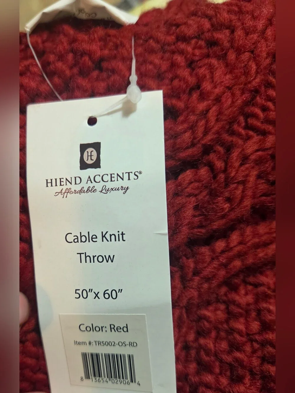 Hiend Accenta Red Cable Knit Throw Blanket 50x60